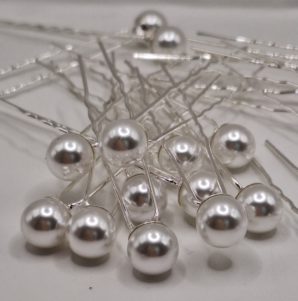 Шпильки (20шт) бусина 1см белые