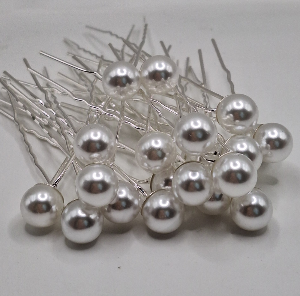 Шпильки (10шт) бусина 1см белые