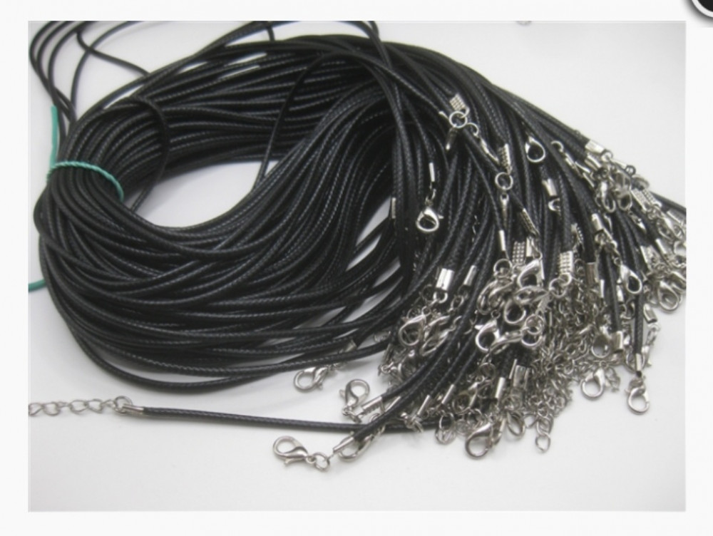 Шнурок вощеный черный (70см) 10шт ширина 2мм