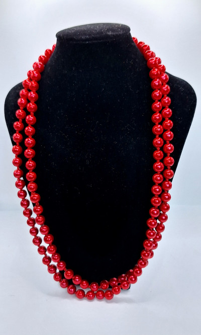 бусы красные жемчужные