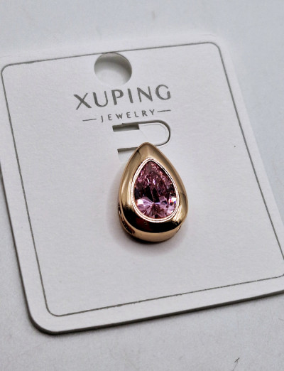 кулон(2см) камень розовый