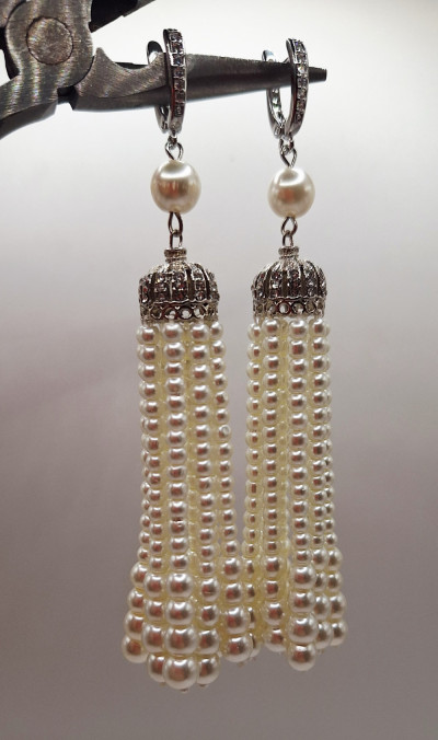 серьги(11см) англ.з ручная работа