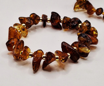 браслет из янтаря и гематита