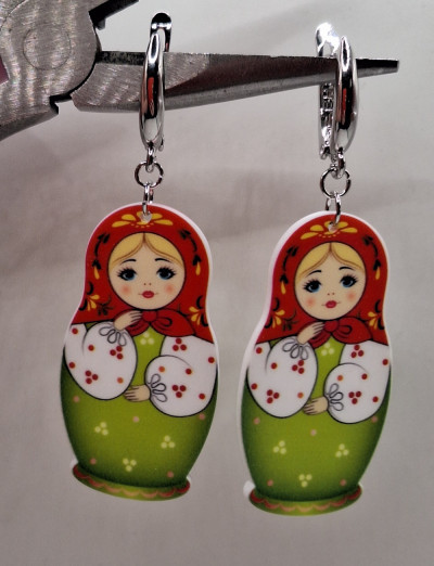 серьги(6.5см) ручная работа