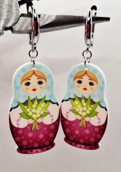 серьги(6.5см) ручная работа