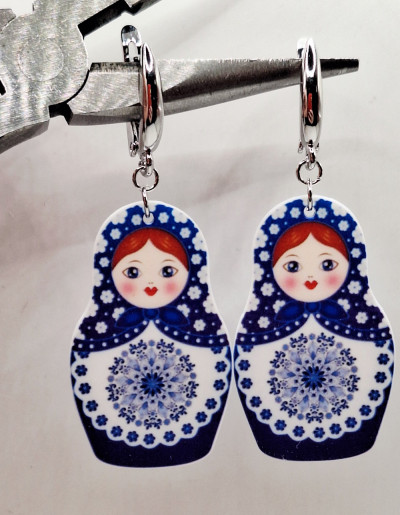 серьги(6.5см) ручная работа