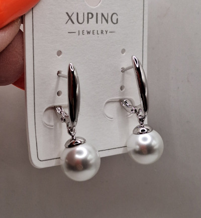 серьги(2.8см) жемч.1см англ.з