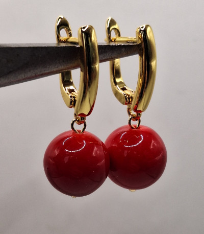 серьги с кораллом 12мм